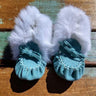 Baby Moccasins Turquoise Suede With Fur