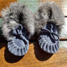 Baby Moccasins Sky Blue Suede with Fur