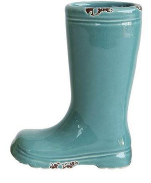 Teal Mini Rain Boot Vase
