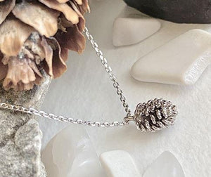 Mini Pinecone Necklace Silver