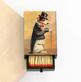 Dog in Top Hat Wooden Matchbox