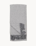 White Grey Fishbone Turkish Towel