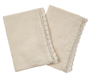 Isla White Lace Tea Towel - Set of 2