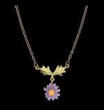 Purple Aster Flower Dainty Necklace
