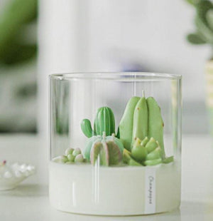 Cactus and Succulent Terrarium Sculpture Candle