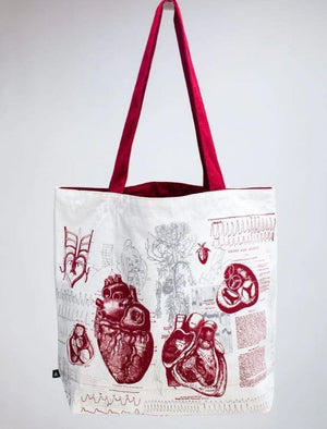 Anatomical Heart Canvas Shoulder Tote Bag