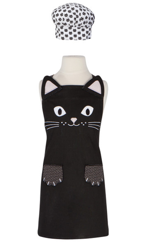 Black Cat Kids Apron & Chef Hat