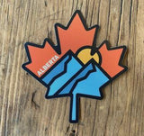 Alberta Mountains Maple Leaf Sticker