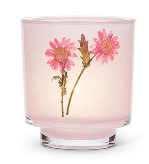 Pink Flowers Pressed Candle Holder
