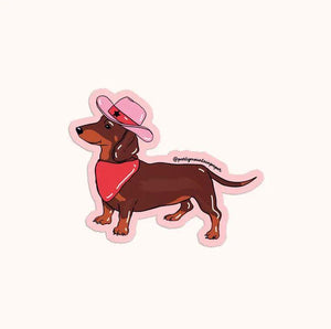 Cowboy Wiener Dog Sticker