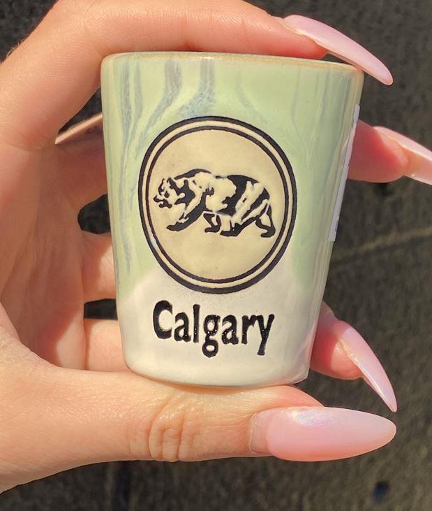 Green Calgary Bear Shot Glass