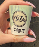 Green Calgary Bear Shot Glass