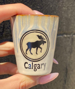 Brown Moose Calgary Shot Glass