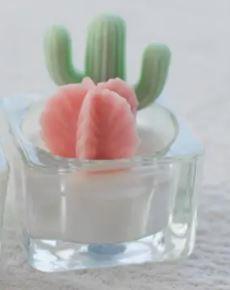 Cactus & Pink Succulent Tealight Candle