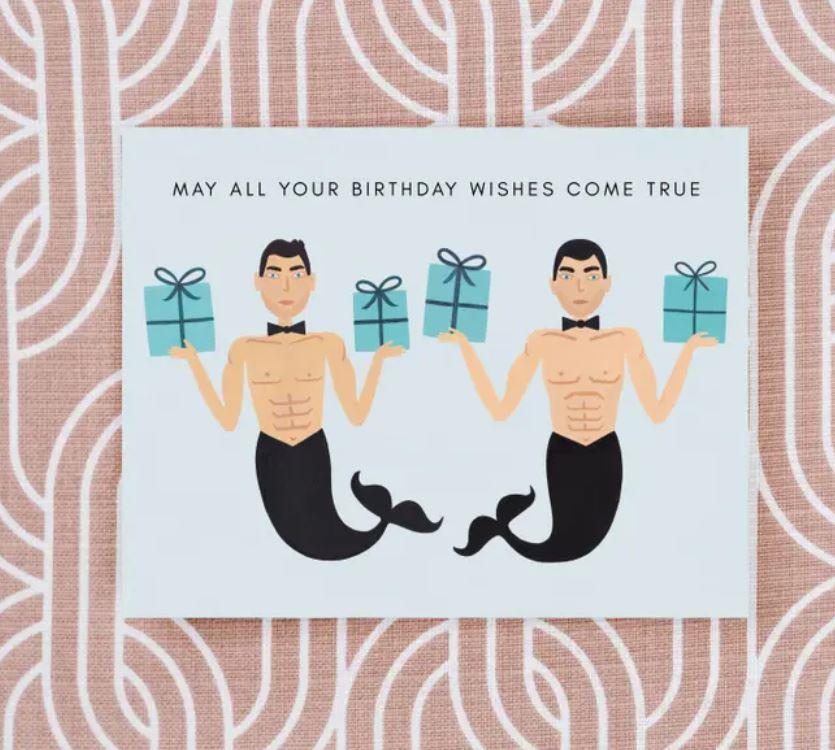 Mermen Birthday Wishes Card