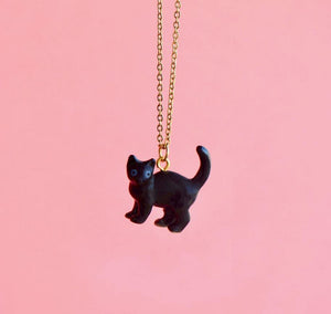 Porcelain Black Cat Necklace