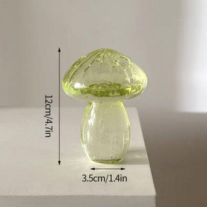Green Glass Mushroom Mini Vase