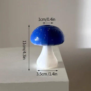 Blue Cap Glass Mushroom Mini Vase