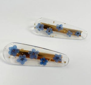 Forget Me Not Pressed Flower Hair Clips