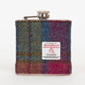 Rainbow Tartan Harris Tweed Hip Flask