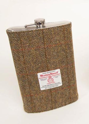 Gigantic Olive Harris Tweed Hip Flask