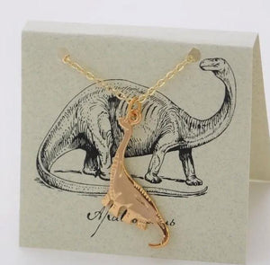 Apatosaurus Dinosaur Necklace Gold