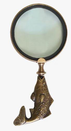Antiqued Brass Fish Magnifying Glass