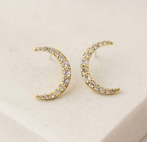 Golden Lune Moon Stud Earrings