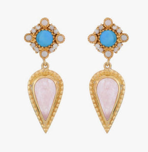 Pink Onyx & Turquoise Drop Earrings