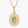 Enameled Emerald Sterling Silver Pendant