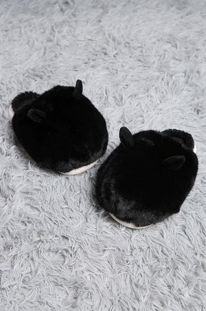 Black Fuzzy Slippers Small