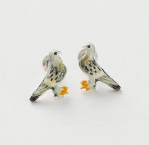 Enamel Pigeon Earrings