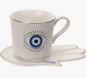 All Seeing Eye Cup & Saucer set White