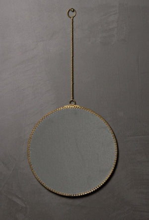 Golden Trim Round Mirror