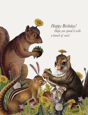 Squirrel and Nuts Happy Birthday Card