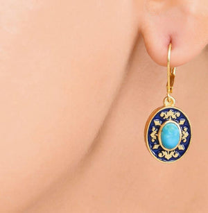 Turquoise & Enamel Dangle Earrings