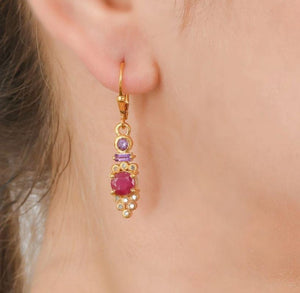 Ruby & Amethyst Dangle Earrings