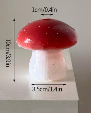 Mini Red & White Glass Mushroom Vase