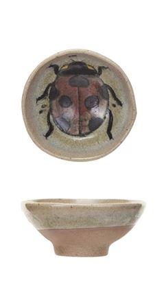 Ladybug Stoneware Pinch Bowl