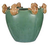 Stoneware Frog Planter Green