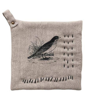 Embroidered Bird Potholder