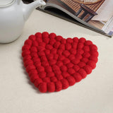 Red Pompom Heart Trivet