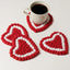 Red & White Heart Pompom Coaster