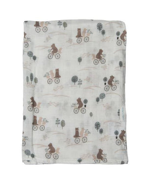 Bears on Bikes Swaddle Baby Blanket
