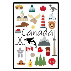 Cartoon Canada Tea Towel
