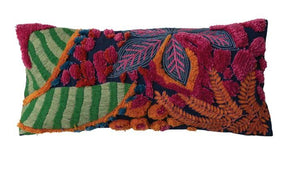 Hand Woven Fabric Botanical Lumbar Pillow