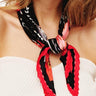 Pleated Black Floral Scarf
