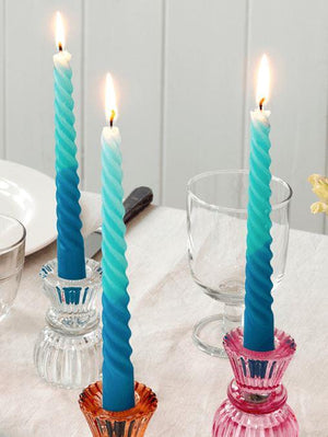 Blue Spiral Candles - Set of 4