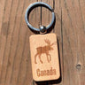 Canada Moose Rectangle Wood Keychain
