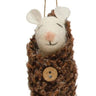 Fuzzy Brown Swaddled Mouse Ornament